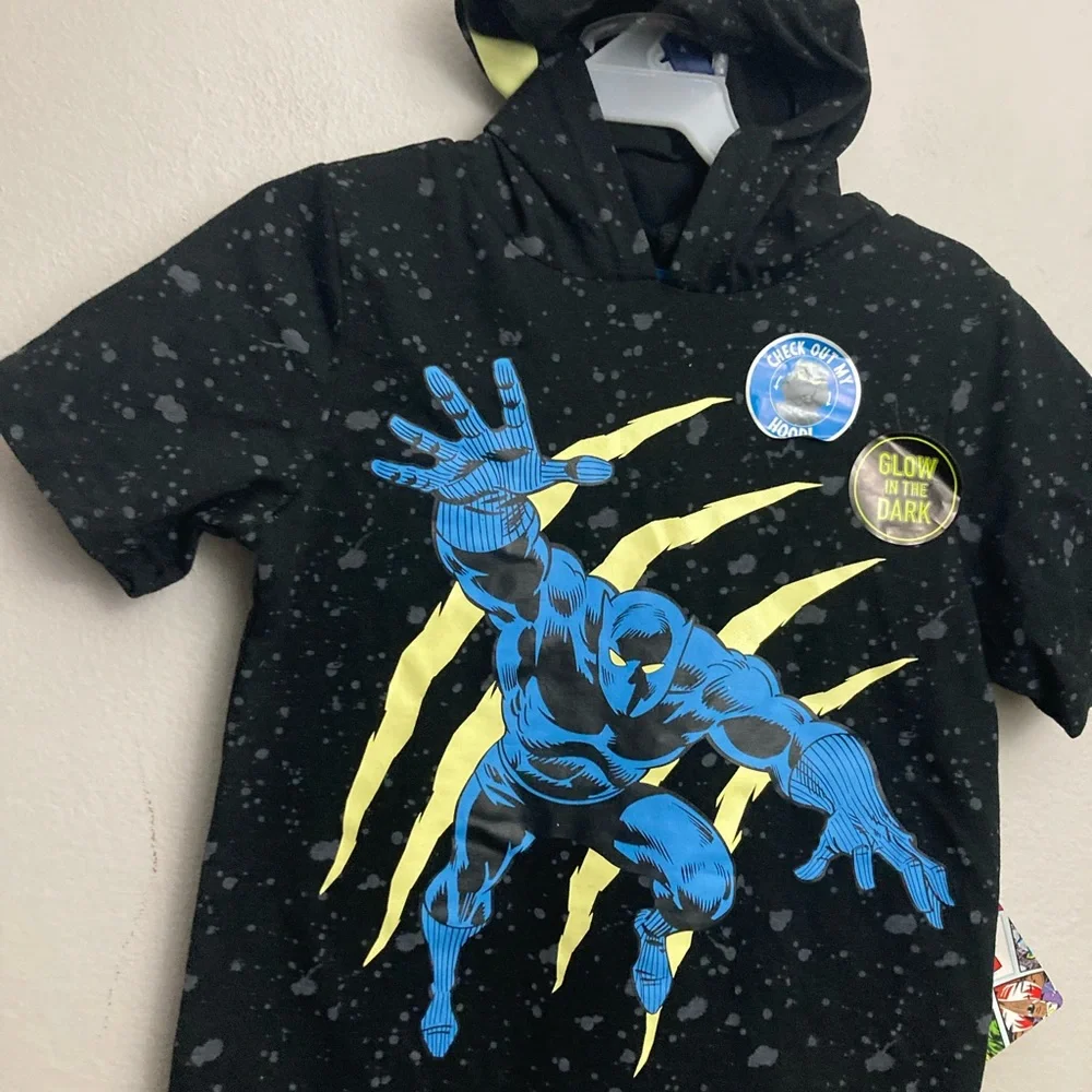 8-20 Boys black Panther outfit set shorts 4 NWT glow in the dark